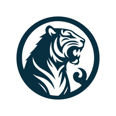 Roaring tiger logo design vector illustration