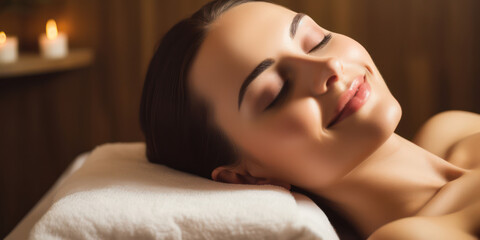Obraz na płótnie Canvas Relaxing Facial Therapy: Beauty, Spa, Treatment, Wellness, Therapy, Woman, Health, Massage, Skin, Female, Face, Salon, Relaxing, Care, Young.