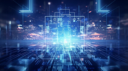 Fototapeta premium Network background and application of artificial intelligence generation technology