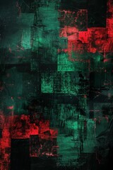 Square Black and Green Background in the Style of Colorful Complexity - Dark Red and Light Cyan Scratched Digital Art Techniques with Meticulous Lines Background created with Generative AI Technology
