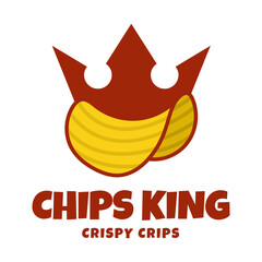 Fototapeta premium Logo Potato chips, Food and Snack logo with Simple Potato Cartoon, Unique Food, Snack, Chips Business identity Vector Icon isolated on white background