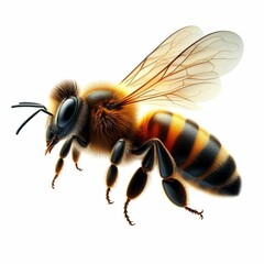  bee on white background,  close-up, photorealistic, isolated 