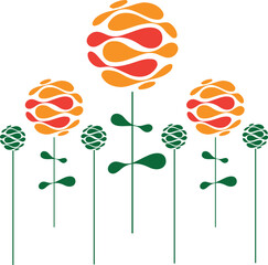 background with flowers Vector dandelion stencil flowers for Easter, suitable for printing on textiles, greeting cards, and internet wallpapers.