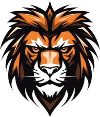 Fototapeta premium Vector logo illustration featuring a black silhouette of a lion in a minimalist style, ideal for sleek and powerful branding.