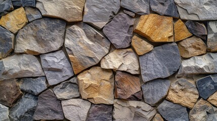 A rustic stone wall texture background, embodying the strength and timeless beauty of natural stone with its varied shapes and earth tones.