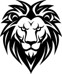 Fototapeta premium Vector logo illustration featuring a black silhouette of a lion in a minimalist style, ideal for sleek and powerful branding.