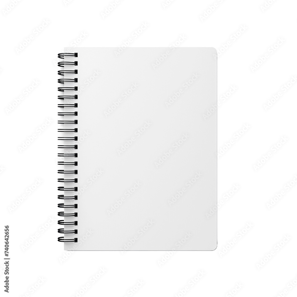 Poster notebook with pen for art work isolated on transparent background