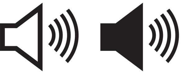 illustration of volume sound wave control vector icons, black and white and outlined