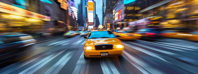 street, taxi, city, traffic, yellow, manhattan, cab, york, new, road - obrazy, fototapety, plakaty