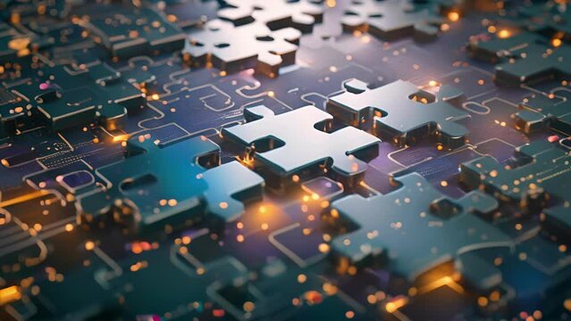 An abstract image of interconnecting puzzle pieces symbolizing the seamless integration of data from a variety of sources.