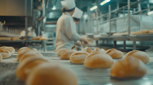 Bread factory surveillance, bread bakery food production