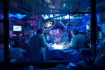 Surgical procedures, equipment and medical devices in operating room - obrazy, fototapety, plakaty