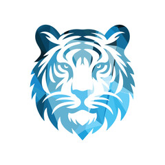Roaring tiger logo design vector illustration