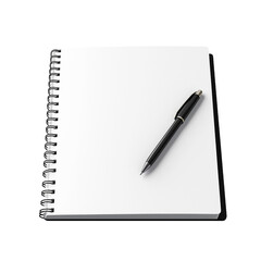 Notebook with pen for art work isolated on transparent background