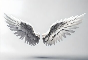 3d angel wings isolated on white background, angel wings closeup, selfie corner