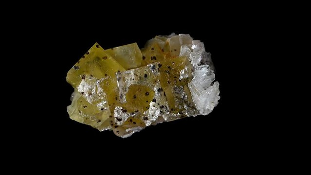 Fluorite crystals (from Arkengarthdale, UK) rotating slowly against a black background