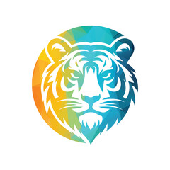 Roaring tiger logo design vector illustration