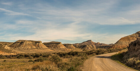 Désert érodé des Bardenas Reales à Fustiñana, Navarre, Espagne