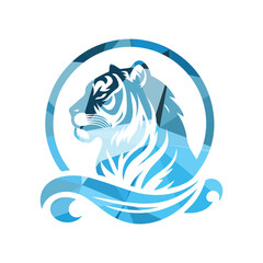 Roaring tiger logo design vector illustration