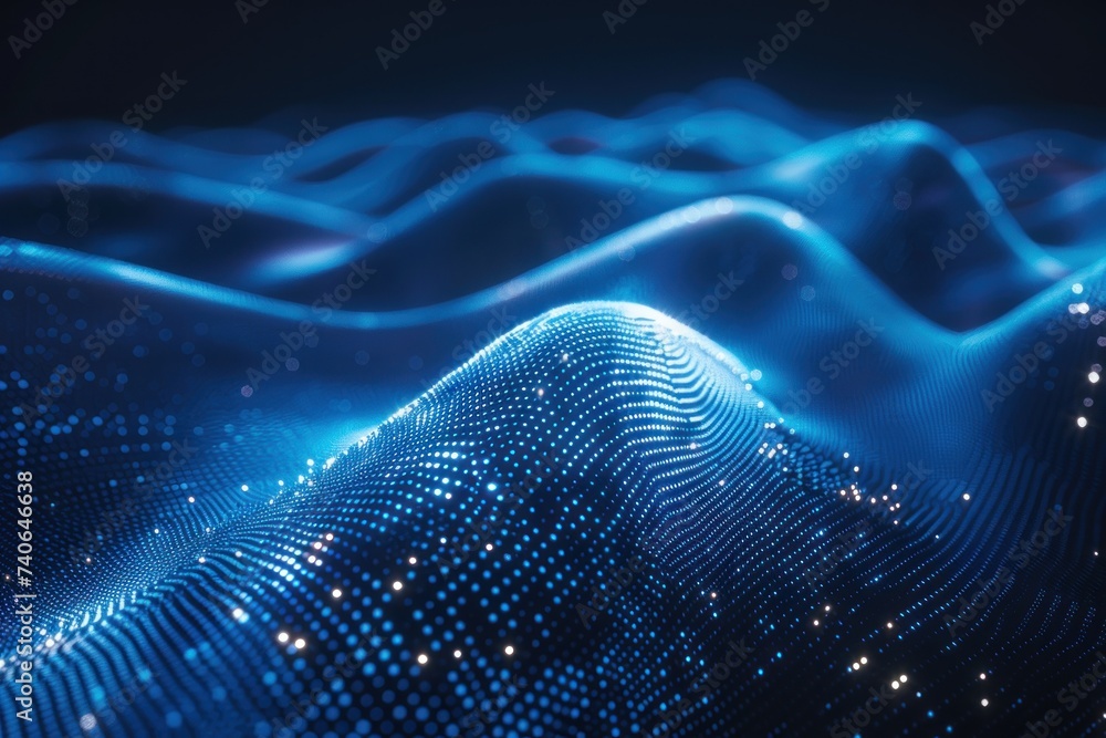 Poster futuristic technology themed abstract background with glowing blue energy lines dynamic illustration