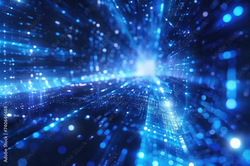 Poster futuristic technology themed abstract background with glowing blue energy lines dynamic illustration
