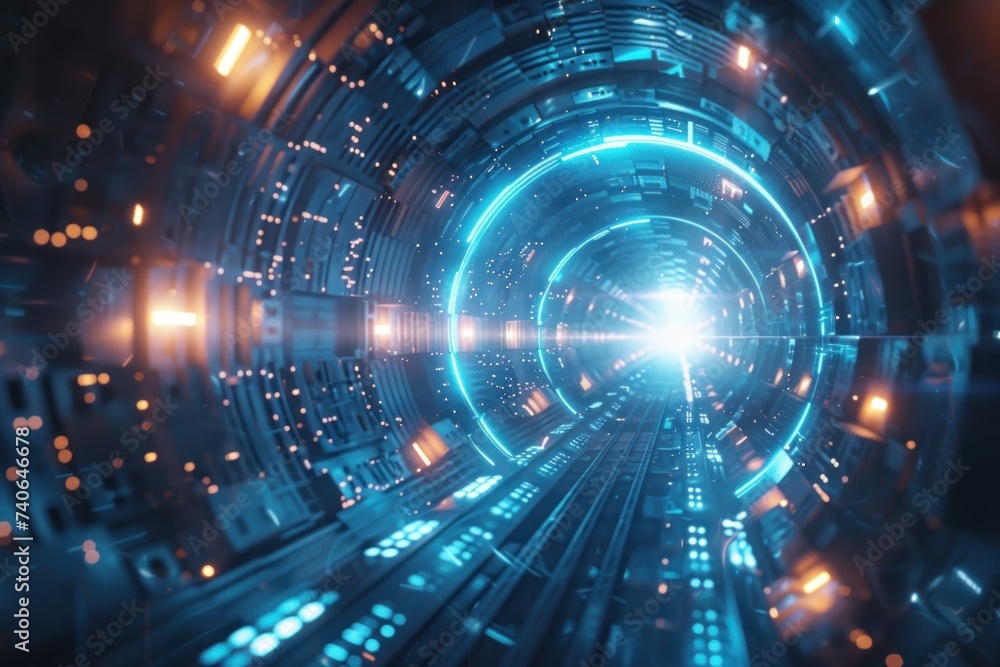 Poster futuristic technology themed abstract background with glowing blue energy lines dynamic illustration