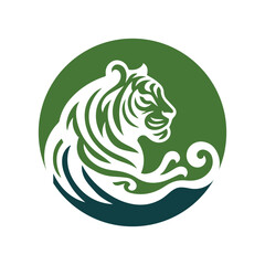 Roaring tiger logo design vector illustration