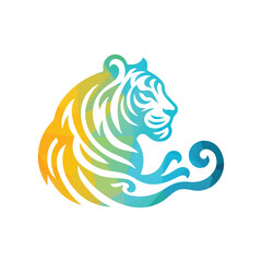 Roaring tiger logo design vector illustration