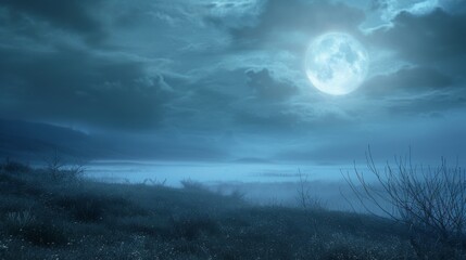 An ethereal moonlit night texture background, with the moon casting a serene glow over a dreamy landscape.