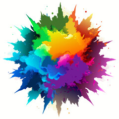Multicolor powder explosion on White background