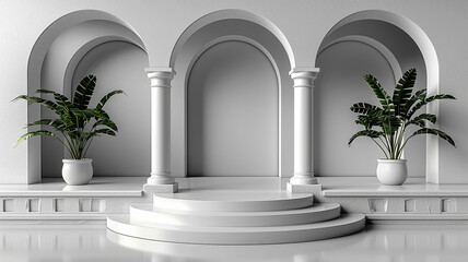 Fototapeta premium 3d illustration empty podium with abstact background very realistic front view mock up