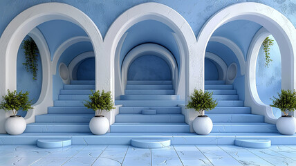 Fototapeta premium 3d illustration empty podium with abstact background very realistic front view mock up
