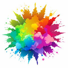 Multicolor powder explosion on White background