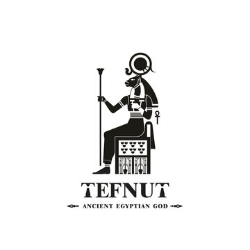 Ancient egyptian god tefnut silhouette, middle east god Logo