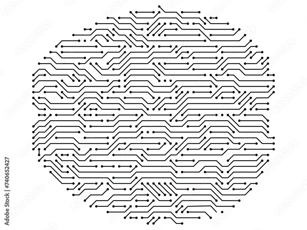 Poster circuit board brains. artificial intelligence microchip, ai chip and digital brain processor vector 