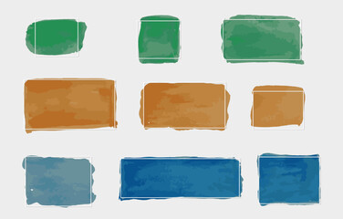 Grunge frame, multicolor ink brush strokes. Hand drawn frame textbox doodle. Vector illustration. 