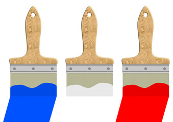 brosses tricolores sur fond transparent