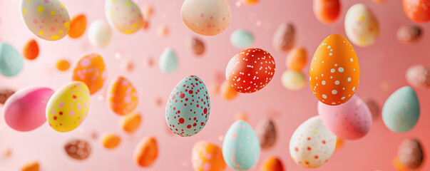 Candy-Colored Polka-Dotted Easter Eggs in Dreamy Suspension
