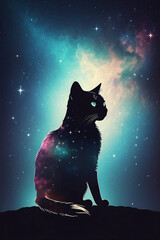A breathtaking view of the galaxy from a cat's perspective.