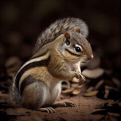 Obraz premium Captivating Indian Palm Squirrel Portrait on Dark Background