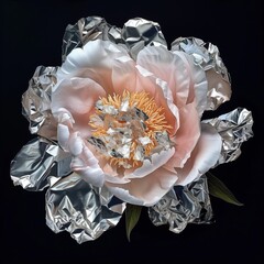 peony with pieces of foil.