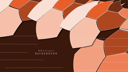 Hexagon shapes concept design background. Abstract orange brownie shapes background. Abstract gradient colored background.