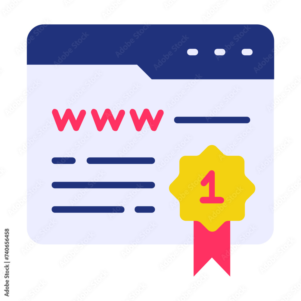 Aufkleber winning websites or web awards vector icon design, webdesign and development symbol, user interface 