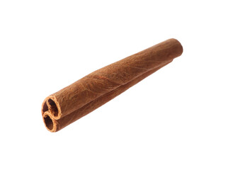 One aromatic cinnamon stick isolated on white