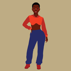 Afro black woman in elegant art style vector