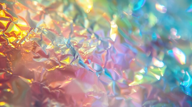 Holographic Dreamscape. Vibrant Paper Texture with Holographic Sheen