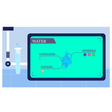 Flat Design Vector Water Composition: Explaining the Chemical Makeup of Water