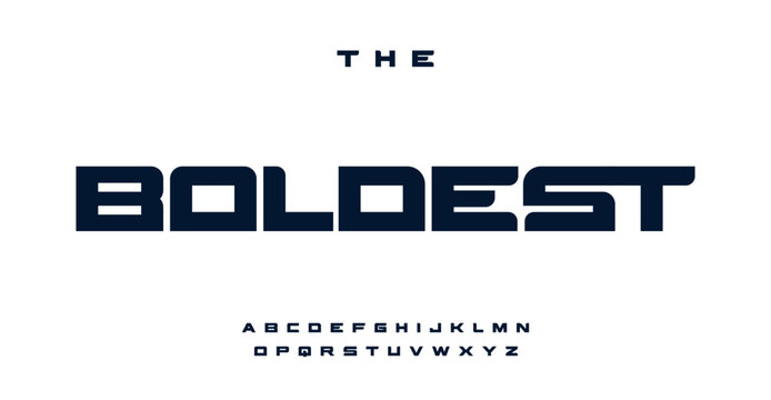 Bold sleek heavyweight alphabet, clean block letters. Minimalistic architecture and geometric purity font for contemporary logo, clean headline, minimalist typographic design. Vector typeset.
