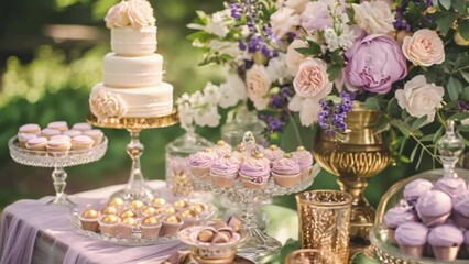 Wedding decor in the countryside, lavender theme decoration