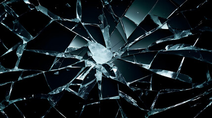 Close-up of broken glass and broken bricks